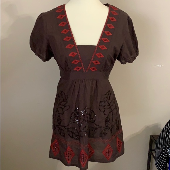 ROCHA.JOHN ROCHA * Size 14 * Embroidered and Sequin Top * Brown & Red - Picture 1 of 8